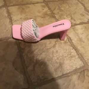 New Pink yanziliu weave mules